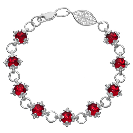 АРГО Браслет из серебра 925 пробы с красными фианитами и вставкой "Спаси и сохрани"