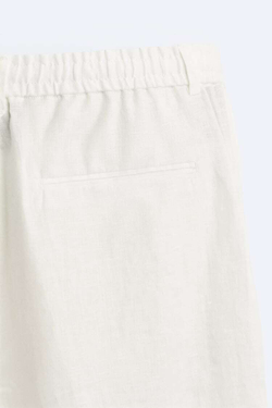 ZARA БРЮКИ ИЗ 100% ЛЬНА, БЕЛЫЙ