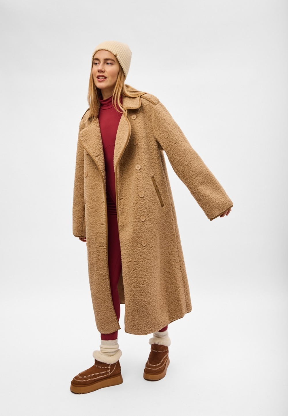 Дубленка Тэдди лонг бежевый