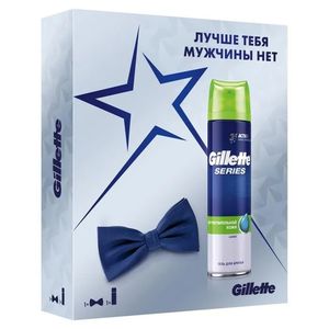 Набор Gillette галстук-бабочка синт.ткани + гель д/бритья Series для чувст. кожи с алоэ 1 шт 200 мл
