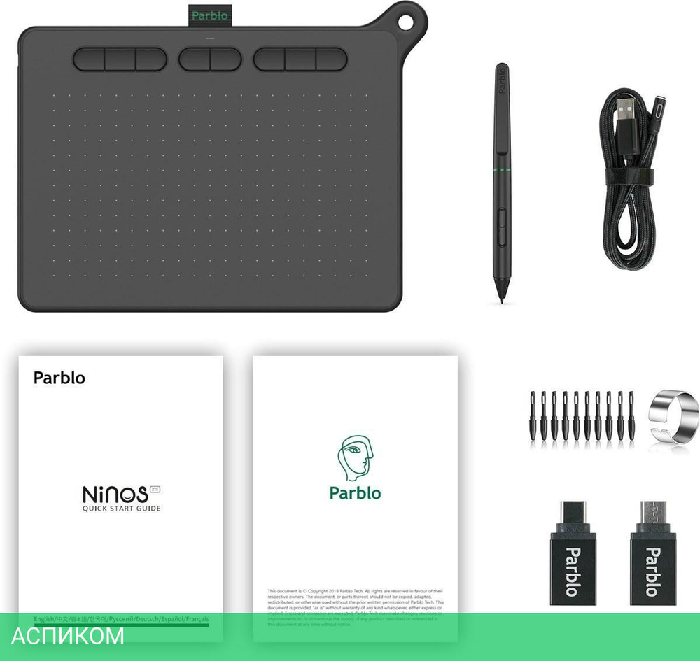 Графический планшет Parblo Ninos M Black