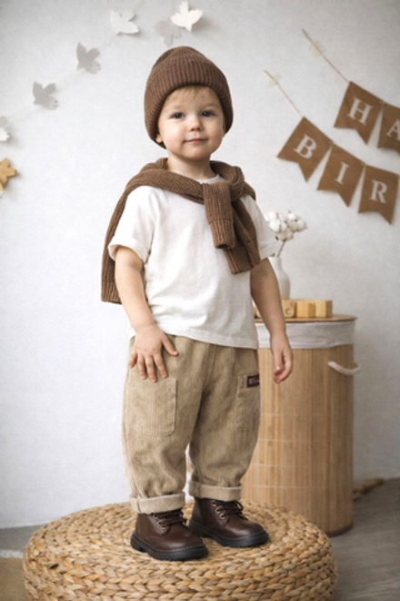 Вельветовые брюки-шаровары Светлый Кофе