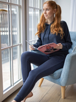 Трикотажный женский костюм для дома и отдыха (Размер: S) (Цвет: синий)