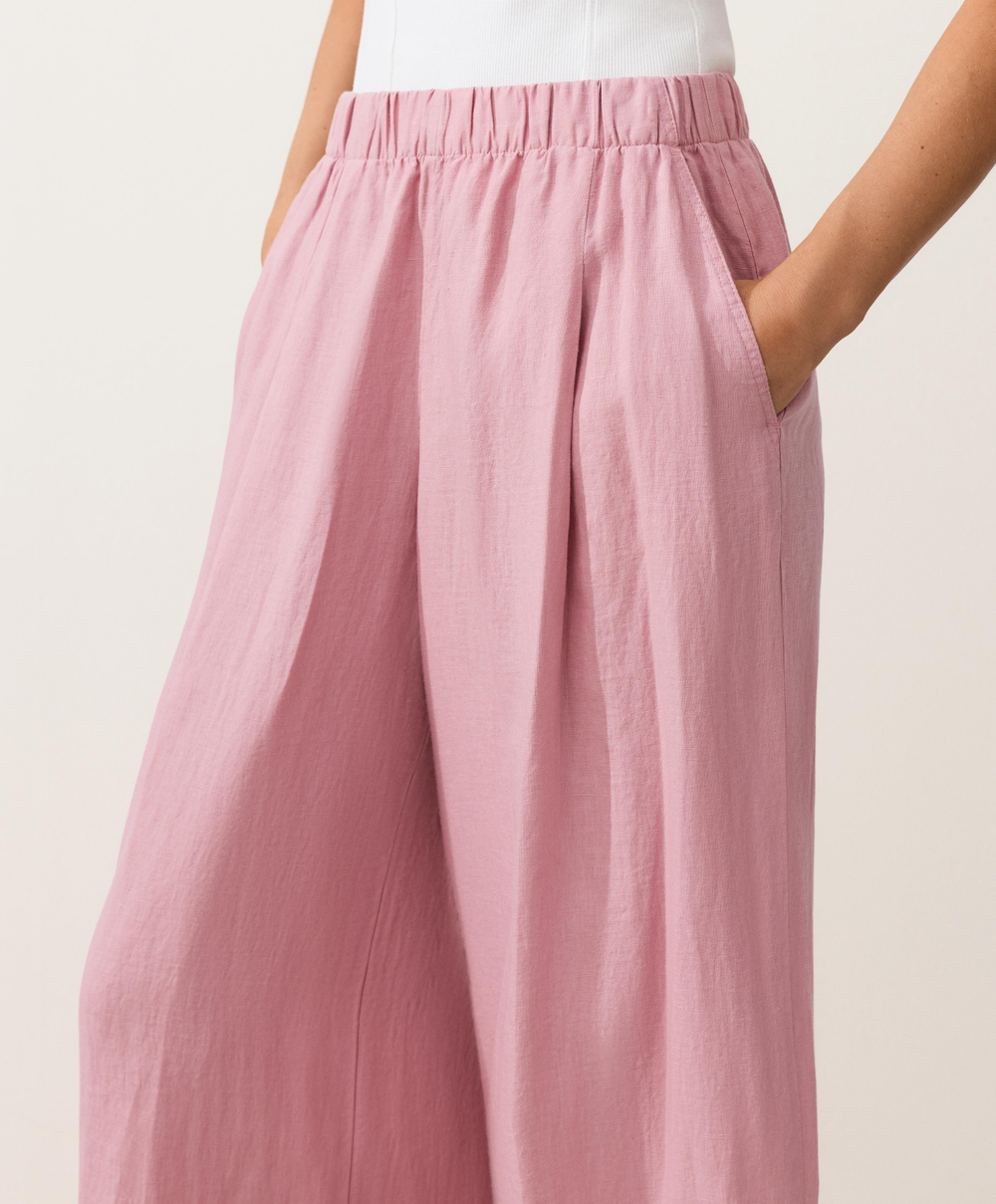 OYSHO Брюки с широкими штанинами из 100% льна, светло-розовый