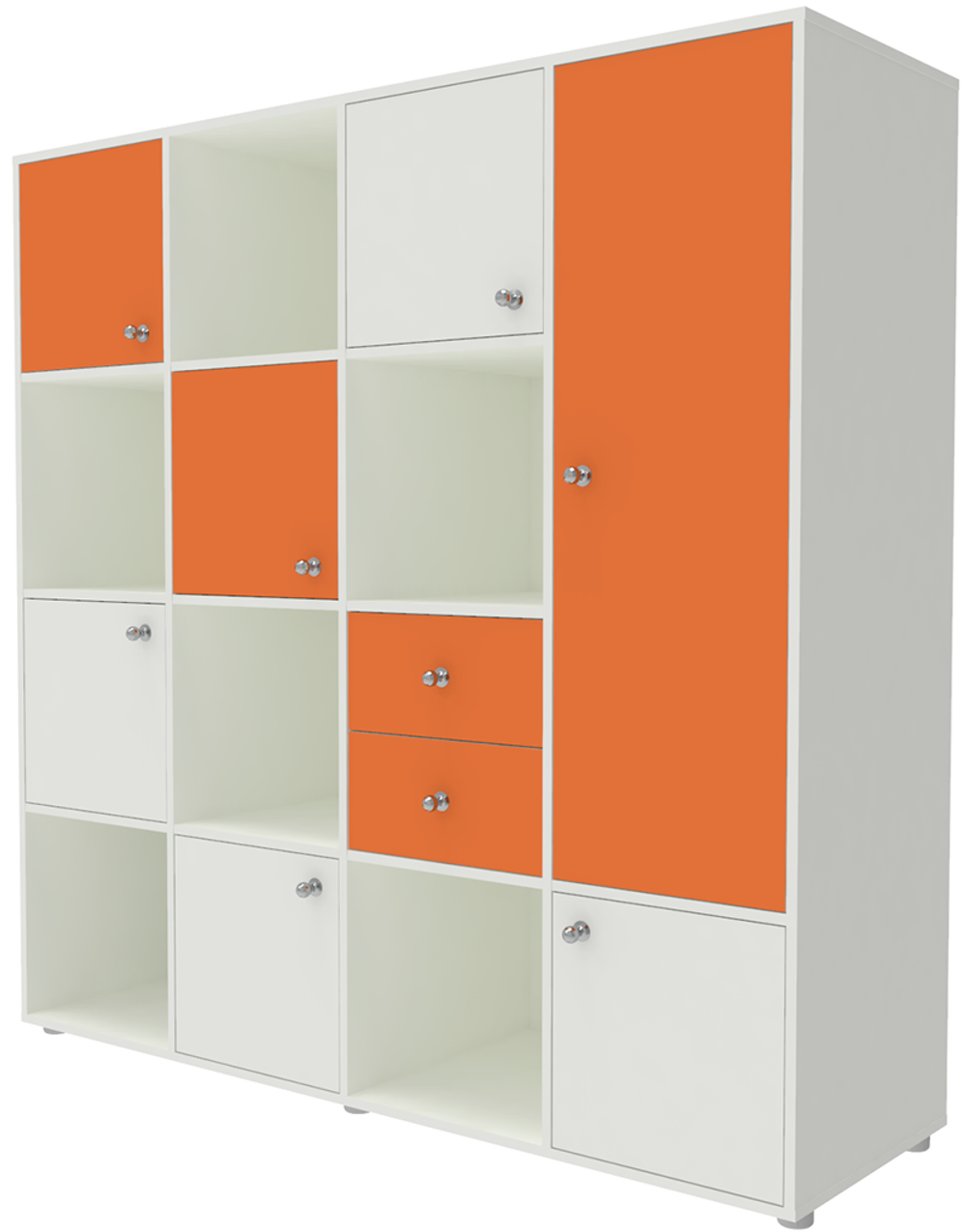 Стеллаж КарИВи Джери 2 Белый  Оранжевый, Белый