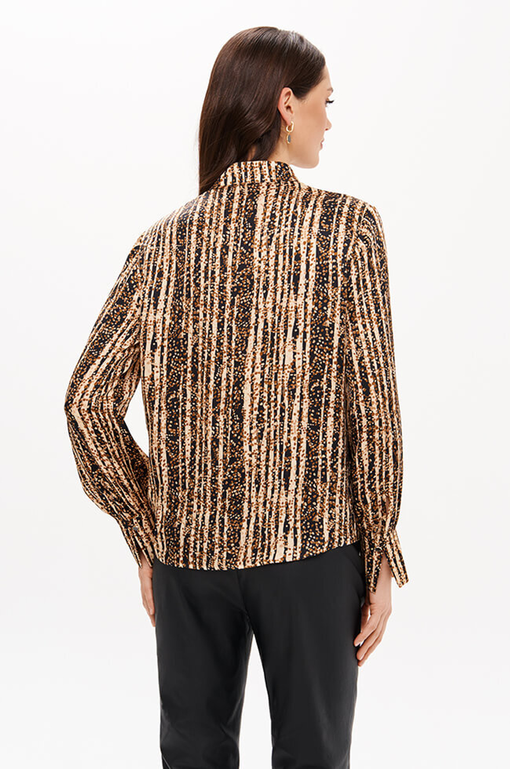 23417 Блузка женская (черно-песочный принт)