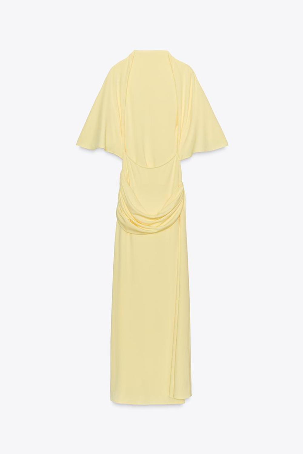 ZARA ДЛИННОЕ ПЛАТЬЕ-НАКИДКА С ОТКРЫТОЙ СПИНОЙ, ЯРКО-ЖЕЛТЫЙ