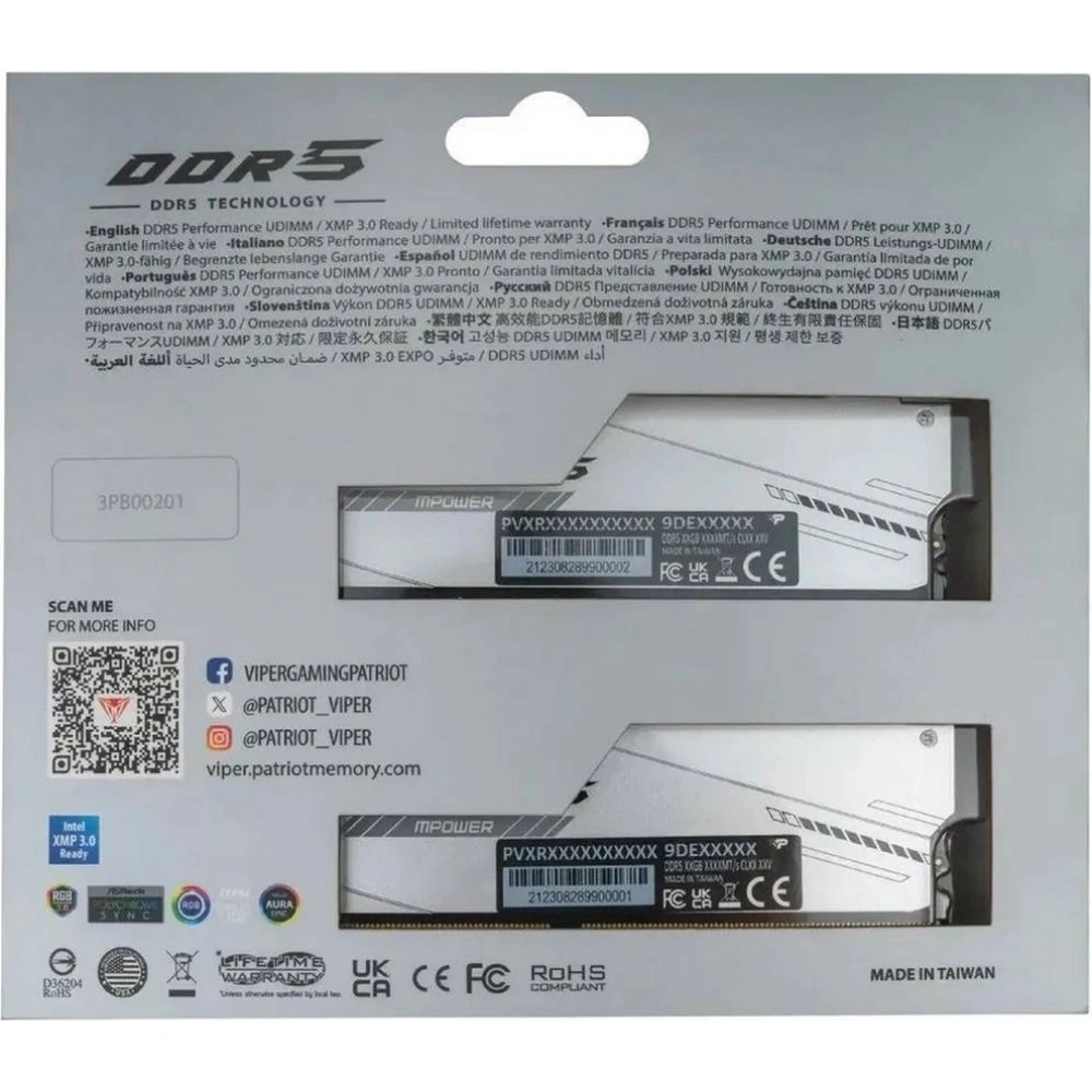 Оперативная память Patriot Viper XTREME DDR5 DIMM MPOWER 32GB 6000MHz KIT 2*16GB