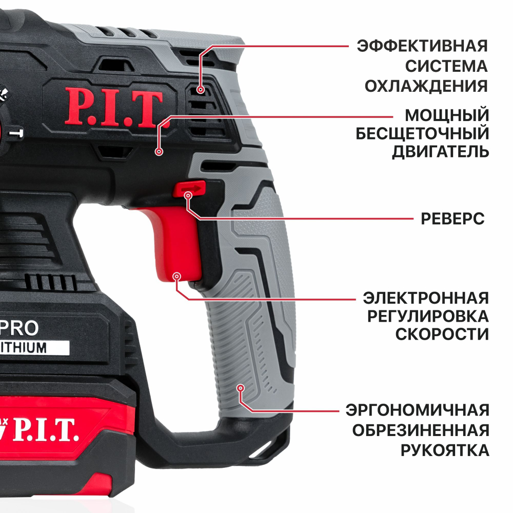 АКЦИЯ! Перфоратор SDS-Plus аккум. бесщеточный PBH20H-22B/2 PIT