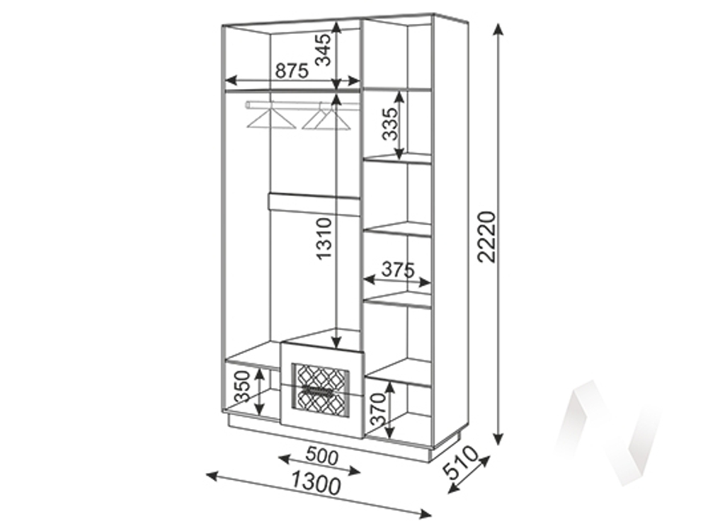 Шкаф с ящиками 3 двери М29 Спальня Тиффани