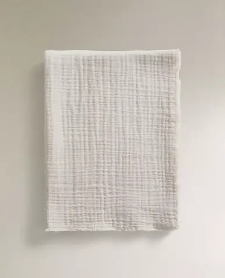 ZARA HOME ДЕТСКИЙ МУСЛИНОВЫЙ ПЛЕД, СЕРЫЙ