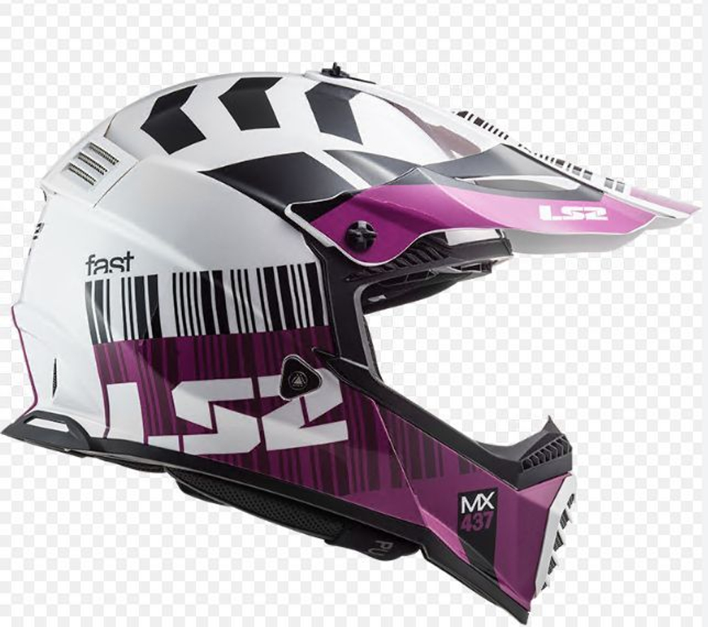LS2 Мотошлем MX437 FAST XCODE (бело-фиолетовый)