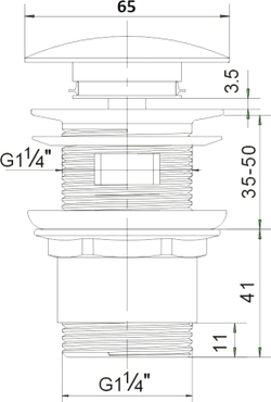Донный клапан для раковины EWRIKA ES-20w с переливом, матовый белый