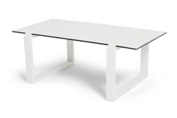 "Варадеро" журнальный стол из HPL 110х60 H43, каркас алюминий белый муар, цвет столешницы "молочный"