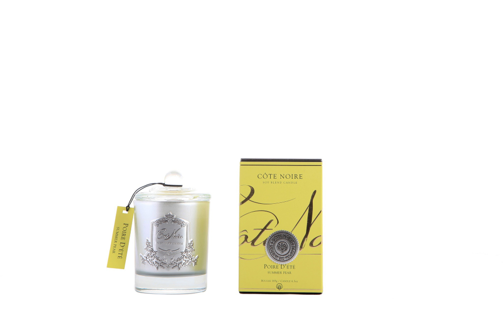 Свеча 185г в серебряном стаканчике Cote Noire Poire D'Ete