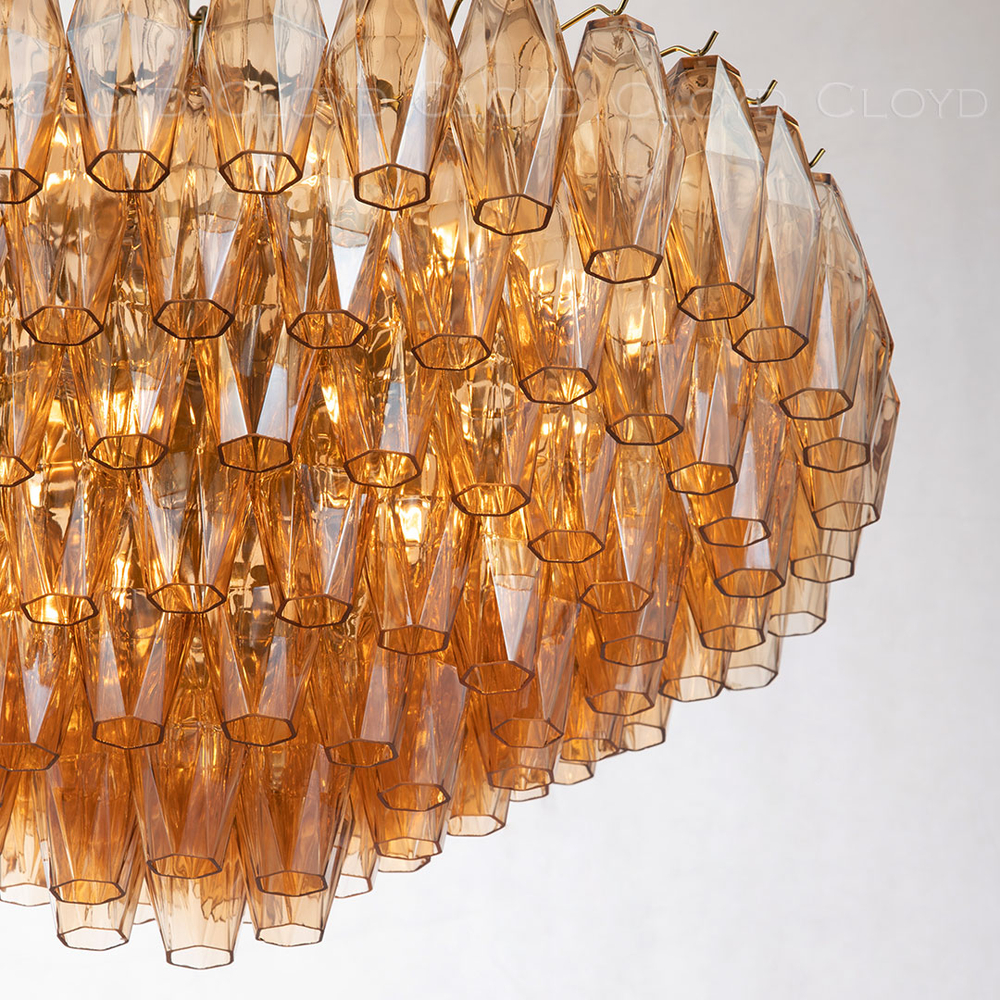 Люстра Cloyd CALCUTTA C12 / Ø80 см - латунь - янтарн.стекло (арт.11685)