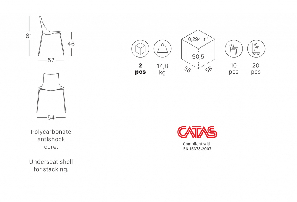Стул с обивкой Scab Design Zebra Pop 4 legs, хром, красный