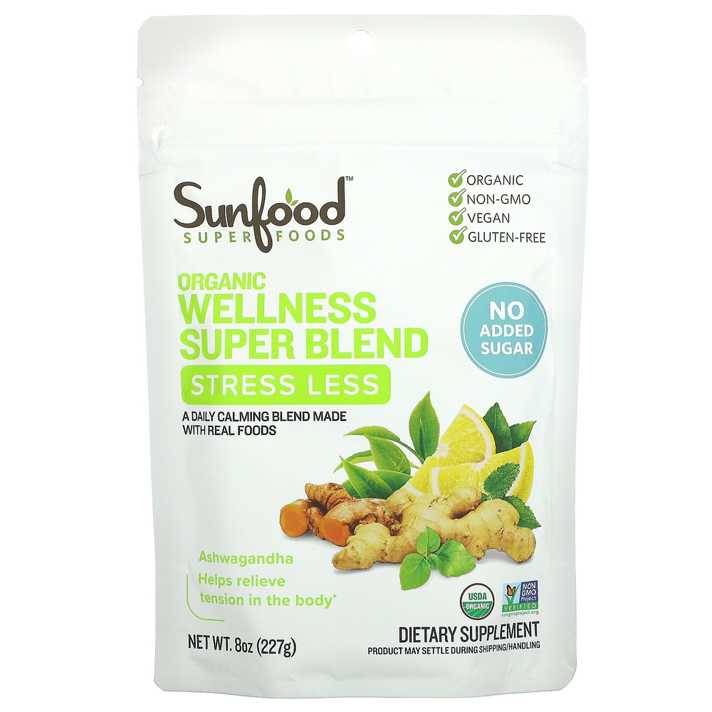 Sunfood, Organic Wellness Super Blend, для снижения стресса, 227 г (8 унций)