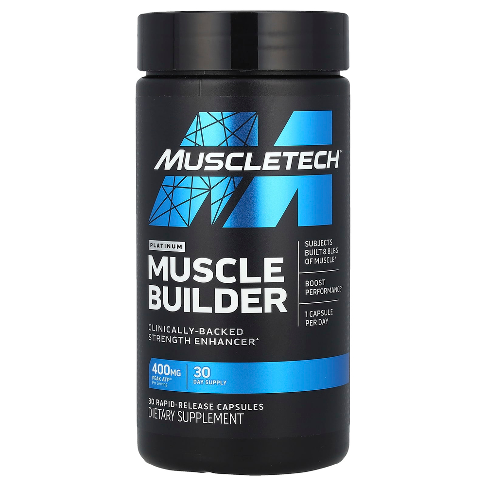 MuscleTech, Platinum Muscle Builder, 400 мг, 30 капсул с быстрым высвобождением