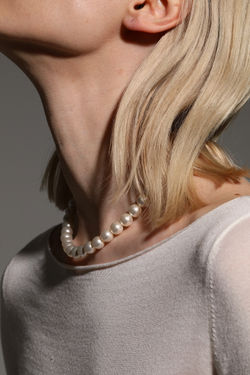 Колье крупный жемчуг майорика, золотой магнитный замок