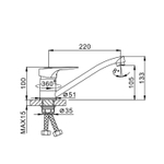 Смеситель для кухни 40к F4904 FRAP (плоский пов.излив, п/гайку, хром, латунь)