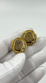 Серьги с чёрными кабошонами