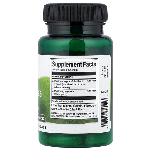 Swanson, эхинацея, стандартизированная, 200 мг, 60 капсул