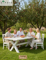 Стол кухонный, 160х90х75, Сканди, обеденный, из массива дерева, белый, Dipriz