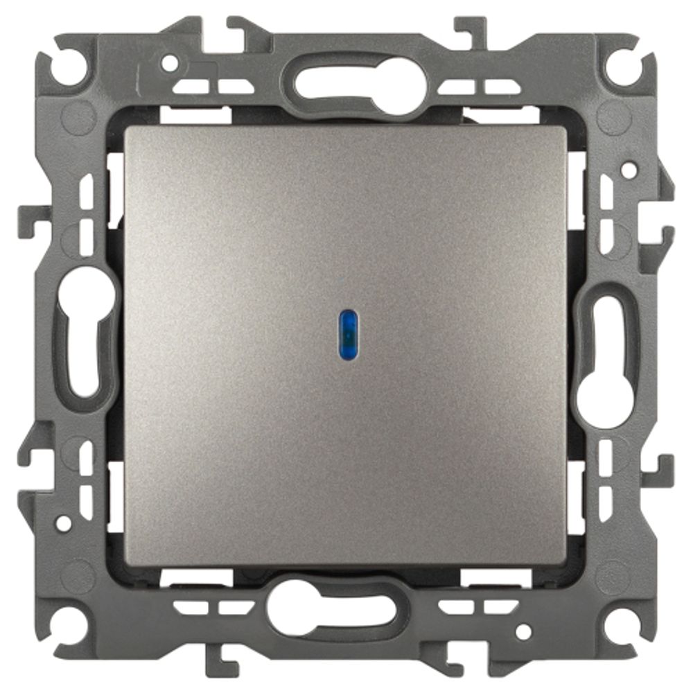 Выключатель ЭРА Серия 12 12-1102-16 с подсветкой, 10АХ-250В, титан | ЭРА 12 Титан