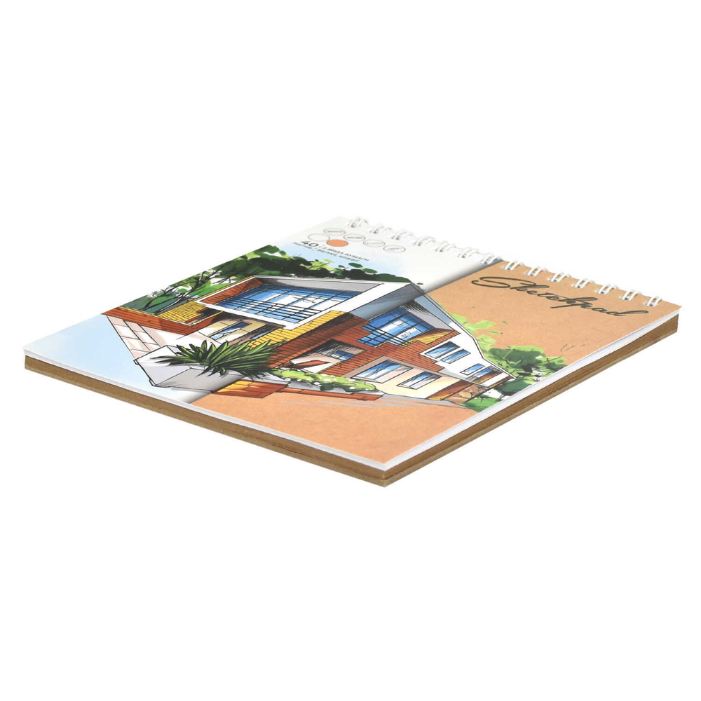 Скетчпад 125х150 мм, 40 л, блок - белый офсет, крафт-бумага 80 г/м², арт. 67992 АРХИТЕКТУРА /обложка полноцветная печать, гребень по короткой стороне, матовая ламинация,