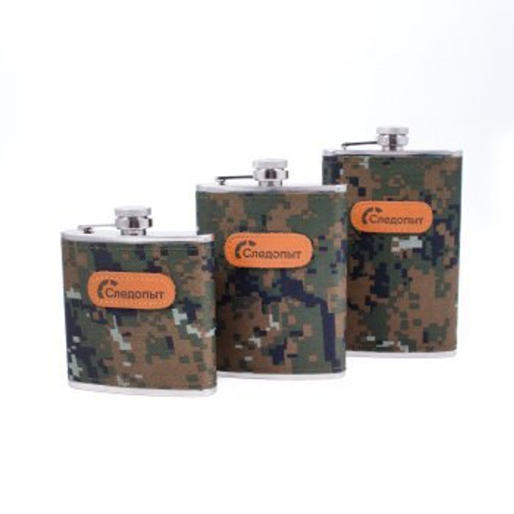 Фляжка "Следопыт" в оплетке из oxford camo pixel 240 мл.