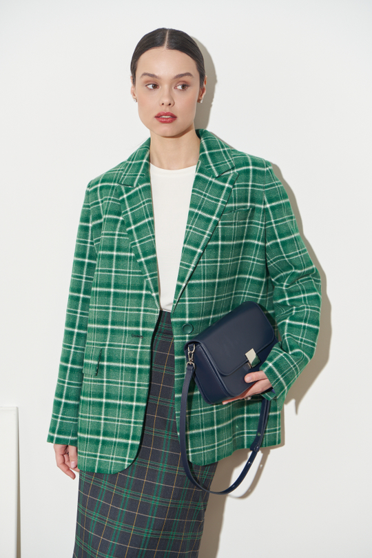 ПИДЖАК В КЛЕТКУ ЗЕЛЕНЫЙ|МОЛОЧНЫЙ