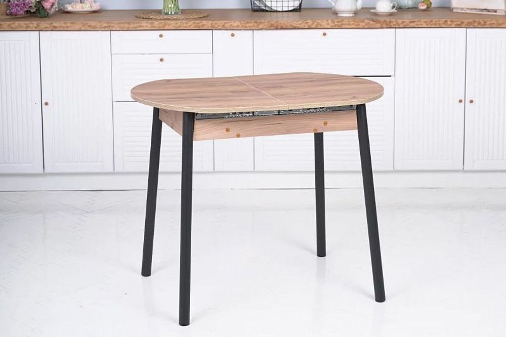 Стол обеденный Кэлли ЛДСП раздвижной каркас чёрный