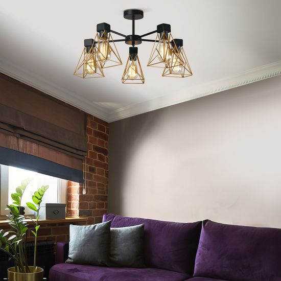 70107/5 / потолочный светильник / черный/латунь