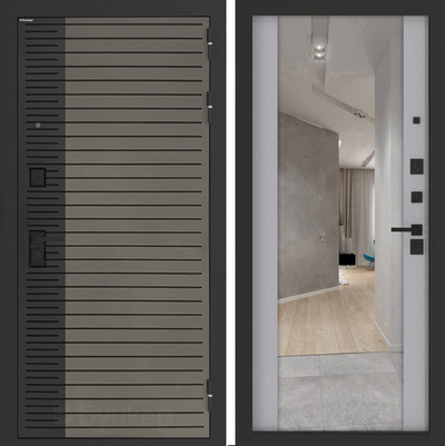 Входная дверь Бункер BN-15 - Зеркало максимум Грей софт