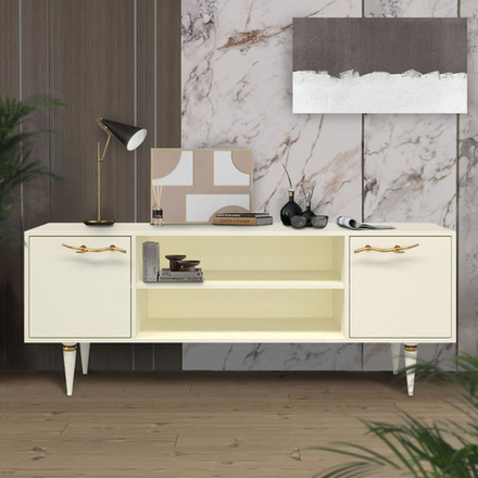 Тумба под ТВ Арт Колор matte 155см Классик Голд Кремовый белый матовый