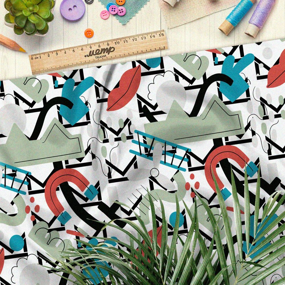 Ткань лён лопасти, магниты и губы