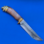 Украшенный нож Лесник Дамаск, литьё латунь