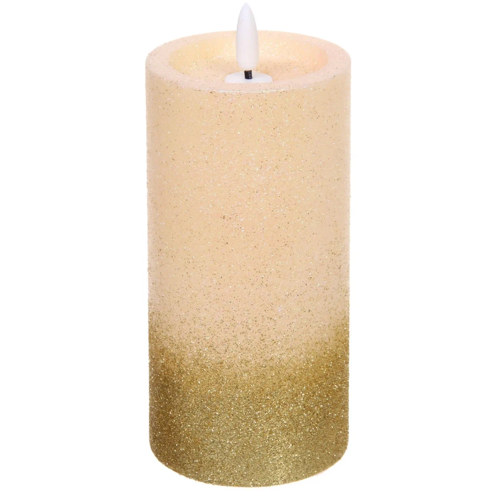 Сувенир с подсветкой «Свеча - Нежный блеск» 7,5*15 см, золото (работает от батареек 3 ААА)