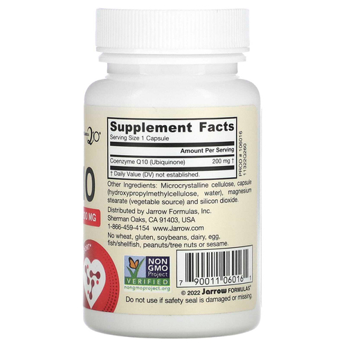 Jarrow Formulas, веганский коэнзим Q10, 200 мг, 60 растительных капсул