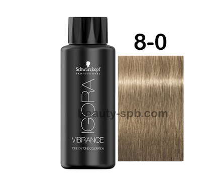 Schwarzkopf Professional IGORA VIBRANCE 8-0 Безпигментый оттенок для придания блеска Демиперманентный краситель 60мл