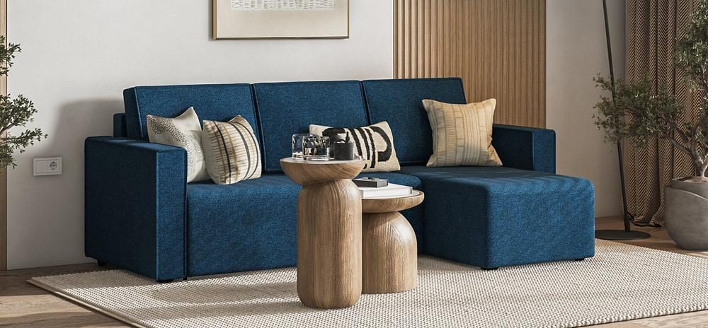 Угловой диван Норд лайт рогожка Malmo синий