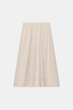 ZARA ЛЬНЯНАЯ ЮБКА НА ЗАПÁХЕ СО СТРОЧКОЙ, СВЕТЛО-БЕЖЕВЫЙ