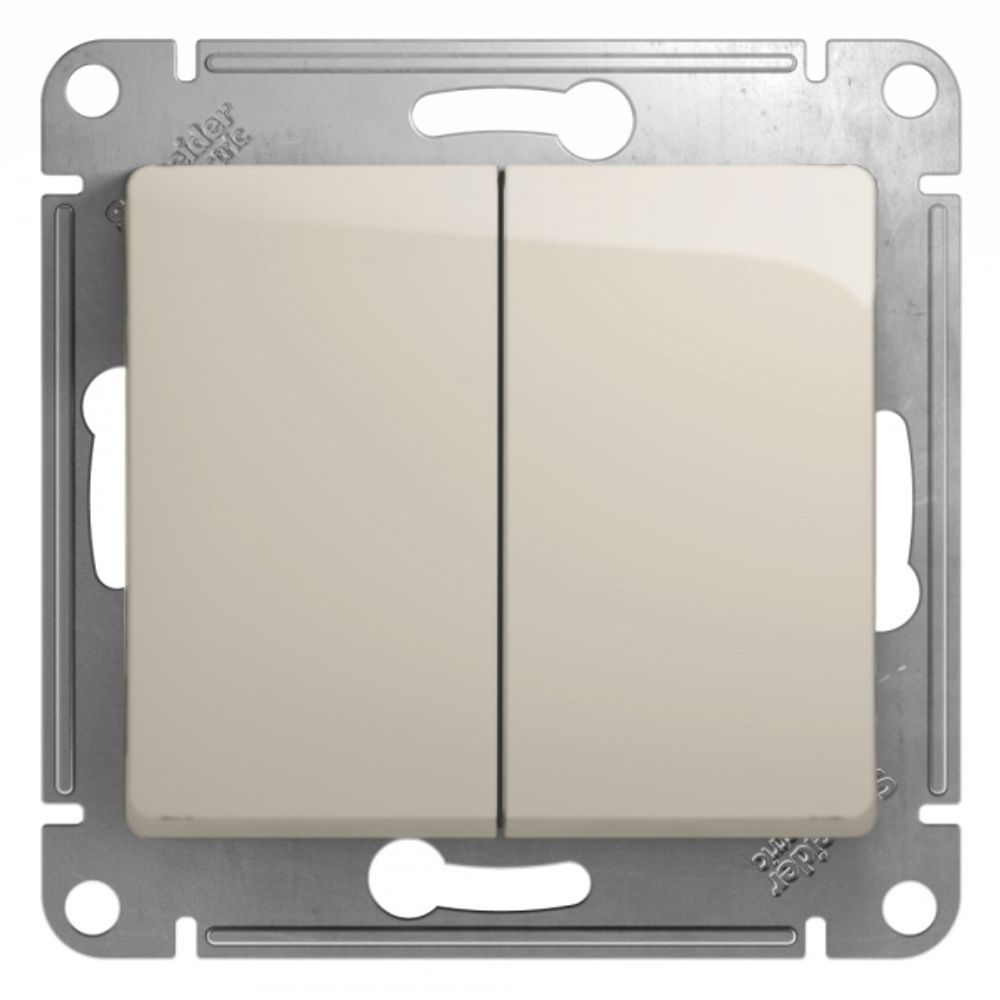 Schneider Electric Glossa Молочный Выключатель 2-клавишный схема 5, 10AX, механизм IP20 скрытая установка 308625