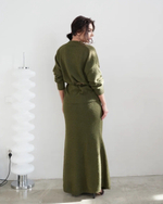 Костюм "Теплая нежность" с юбкой в оттенке молодого мха