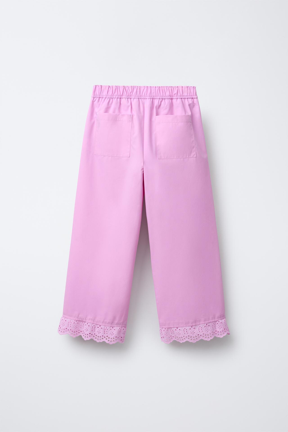 ZARA ПРЯМЫЕ БРЮКИ С КРУЖЕВОМ, РОЗОВЫЙ