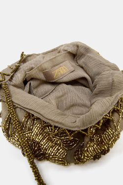 ZARA МИНИ-СУМКА С ПАЙЕТКАМИ, КОРИЧНЕВЫЙ