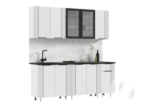 Кухня Виктория 2;0м (белый/пластер бьянко/кастилло темный)