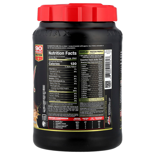 ALLMAX, Isoflex, чистый изолят сывороточного протеина, шоколад и арахисовая паста, 907 г (2 фунта)