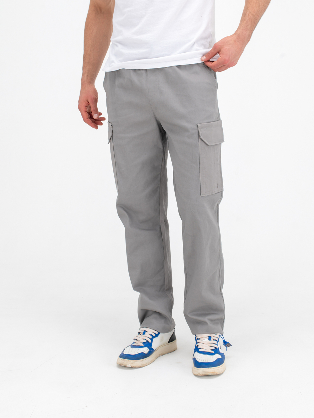 Карго джоггеры прямые. Серые